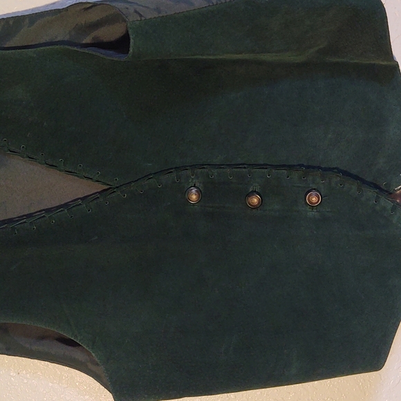 Forest Green Suede Leather Vest Motoboho Vintage Arizona Jean Company - Picture 2 of 7